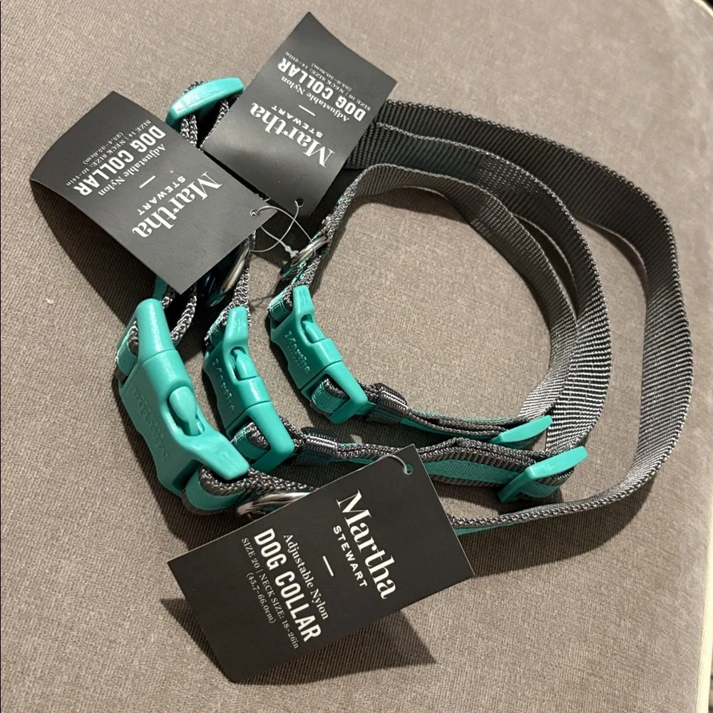 NWT [Martha Stewart] Adjustable Nylon Dog Collar in Bowtie Mint, Multiple Sizes!
